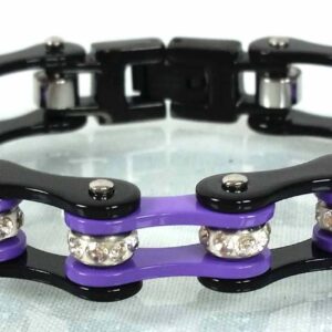 Two Tone Stainless Steel Bracelet, Purple Crystal