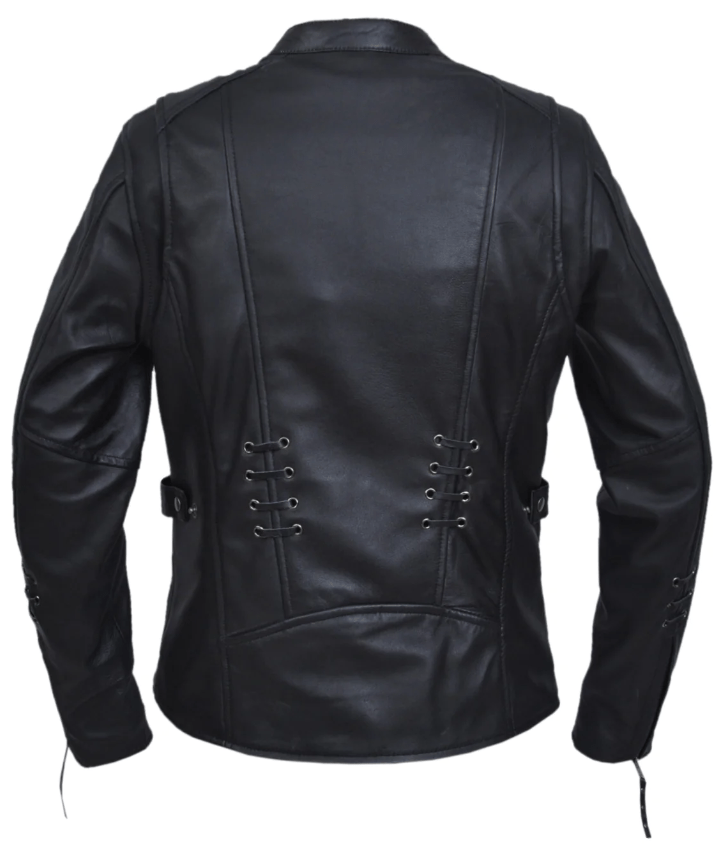 Ladies Laced Leather Jacket Back