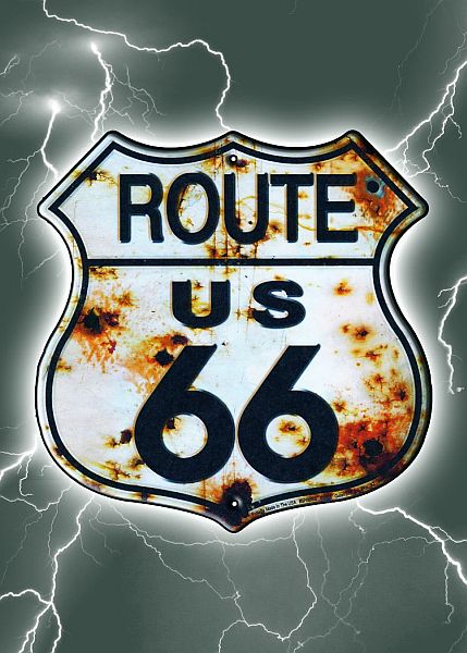 Route 66 Shield with Lightning Magnet 