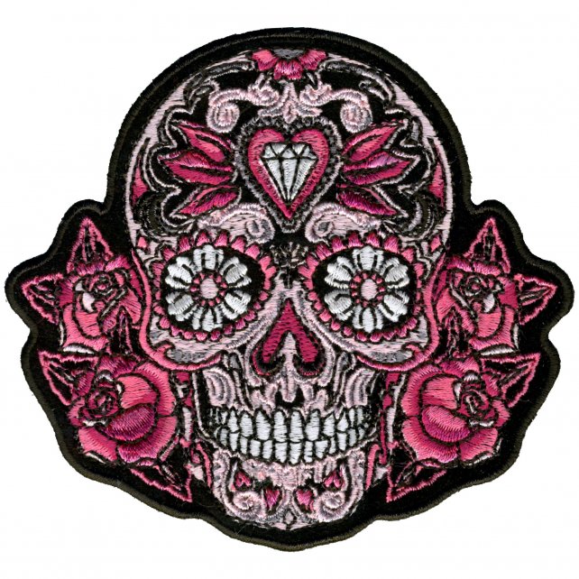 Pink Roses Sugar Skull Patch
