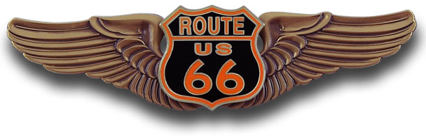 Route 66 Shield with Wings Pin