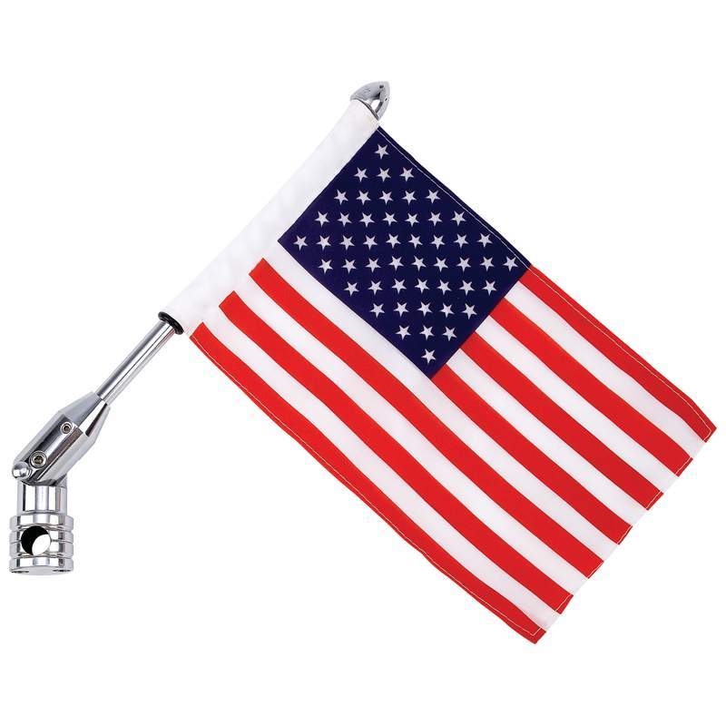 Diamond Plate™ Motorcycle Flagpole Mount and US Flag