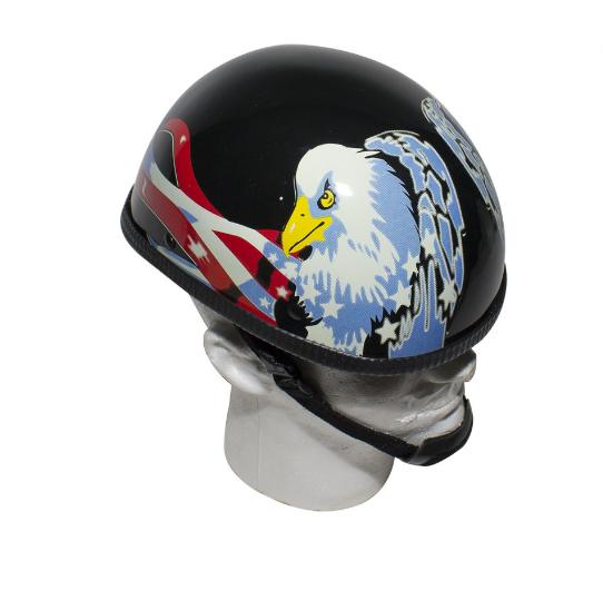 German Style Motorcycle Helmet with USA Flag & Double Eagle top