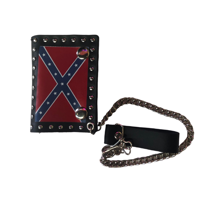 Rebel Flag Trifold Biker Wallet with Chain