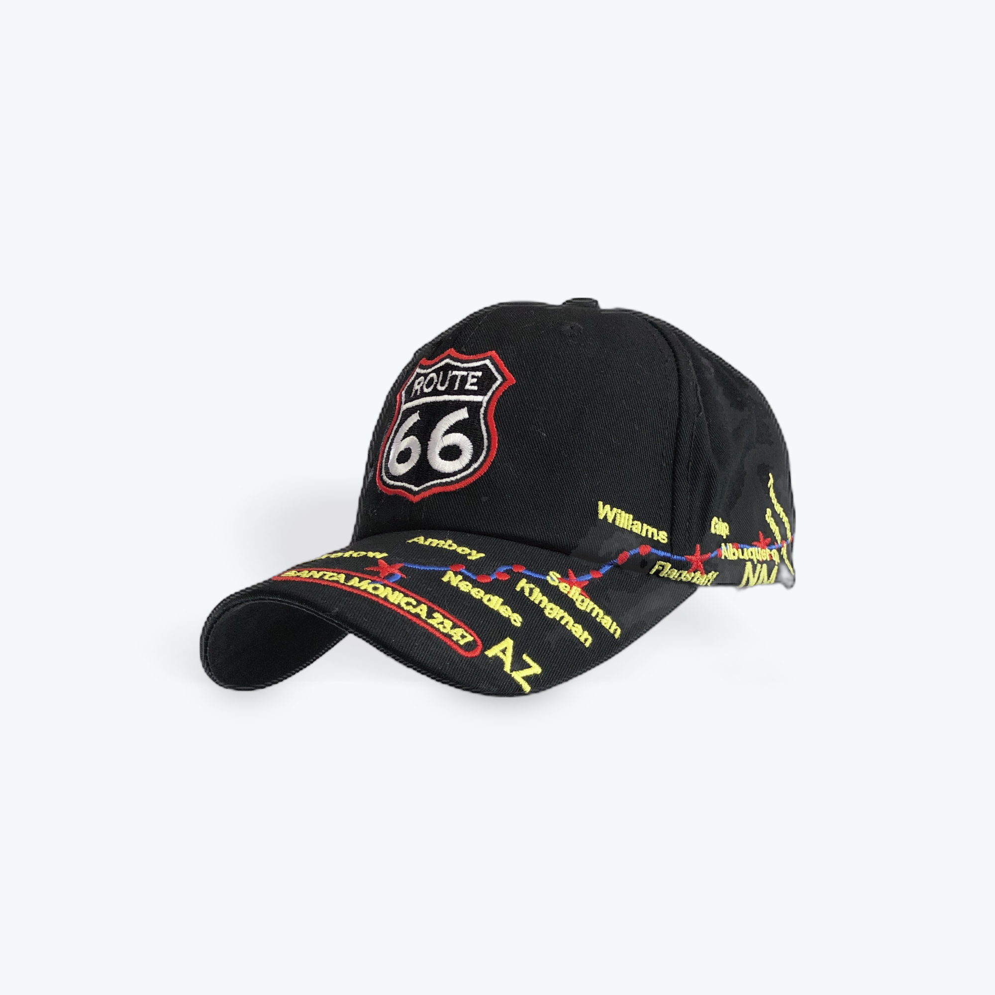 Embroidered Route 66 Map Cap