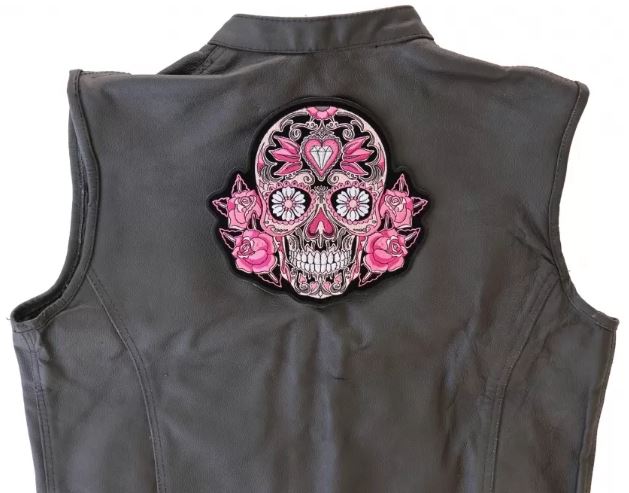 Pink Roses Sugar Skull Patch