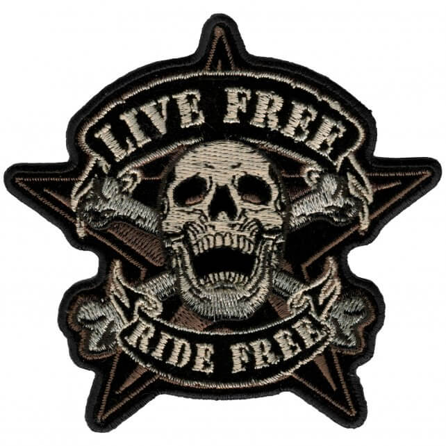 Live Free Ride Free Skull Biker Patch - Small