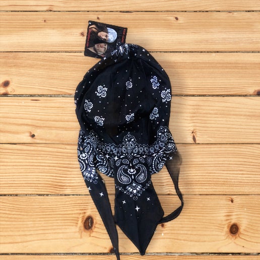 Black Paisley Full Head Wrap with Gems top