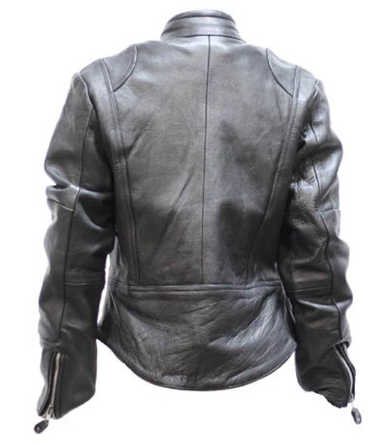 Women's Leather Racer Style Jacket Back