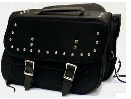 Textile Studded Zip-Off Saddle Bag Black & Black
