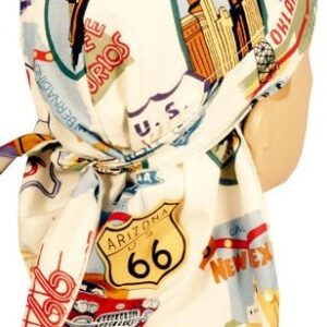 Route 66 Desert Skull Cap on Cream Doorag