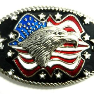 Eagle with American Flag Belt Buckle Back