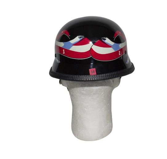 German Style Motorcycle Helmet with USA Flag & Double Eagle back