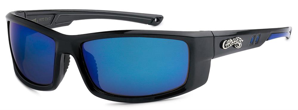 Choppers Men's Motorcycle Wrap Sunglasses silver mirror