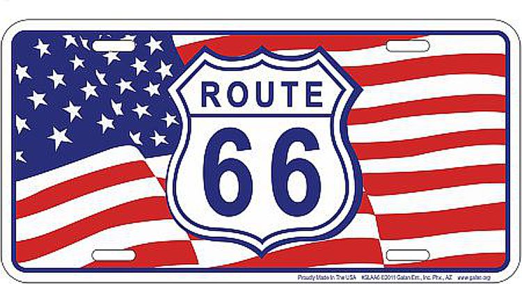 Route 66 Flag License Plate